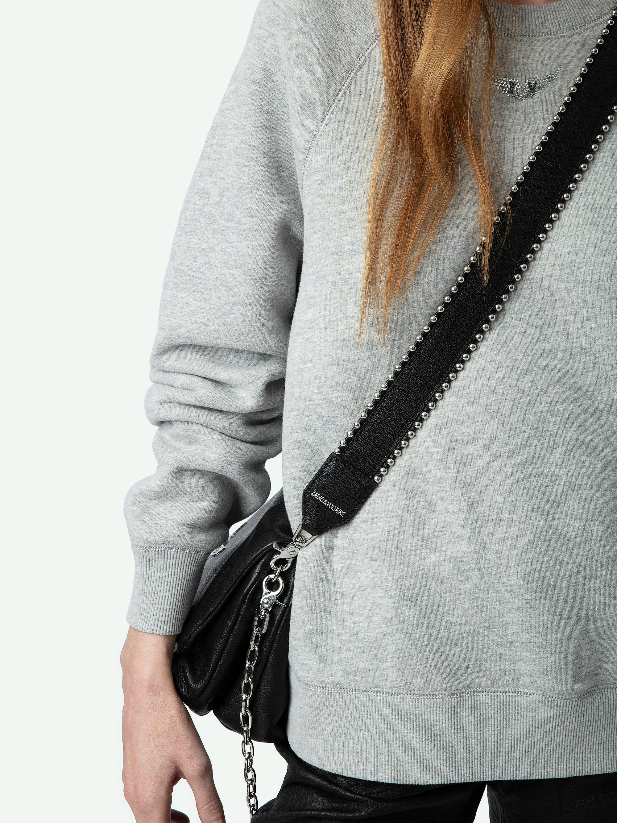 Bandoulière Studs Piping - Bandoulière en cuir grainé à liserés cloutés.